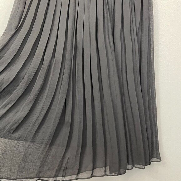 Ichi‎ Pleated Skirt Womens Medium Black Pull On A-Line Midi Sheer Lined - Picture 4 of 14